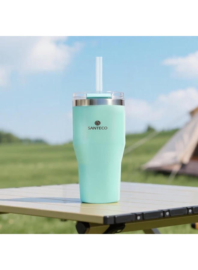 Santeco Large Capacity Water Bottle Ice-keeping Cup Student Portable Car Coffee Cup Mint Green - Image 1