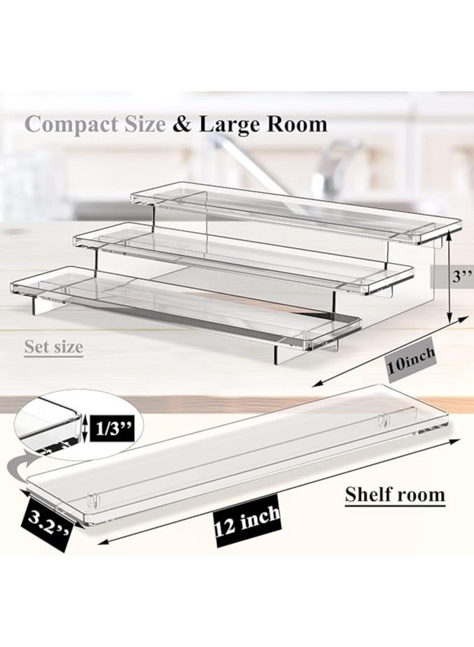 Arabest 12 inch Clear Acrylic Display Risers Stand, , 3 Tiered Shelf Organizer for Perfumes, Cupcakes, Jars, Bottles, Lotions, Spices, Display Shelf in Dresser, Store, Supermarket, Kitchen Counter  - Image 3