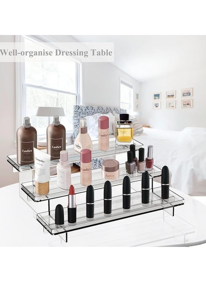 Arabest 12 inch Clear Acrylic Display Risers Stand, , 3 Tiered Shelf Organizer for Perfumes, Cupcakes, Jars, Bottles, Lotions, Spices, Display Shelf in Dresser, Store, Supermarket, Kitchen Counter  - Image 4