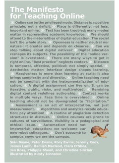 The Manifesto for Teaching Online 