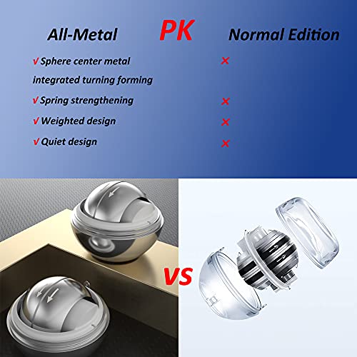 EXBEPE All-Metal Power Gyro Ball,Weighted Auto-Start Hand Wrist Forearm Trainer and Strengthener for Exercise Joint and Muscle with Ball Bag - Image 3