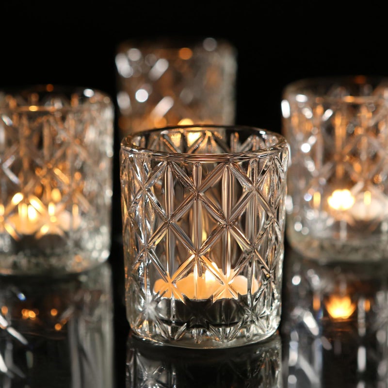 24pcs Clear Votive Candle Holders 2x25inch  Glass Candle Holder in Bulk for Table Wedding Centerpieces Tea Lights Candle Holder for Wedding Party Holiday Decor Clear24
