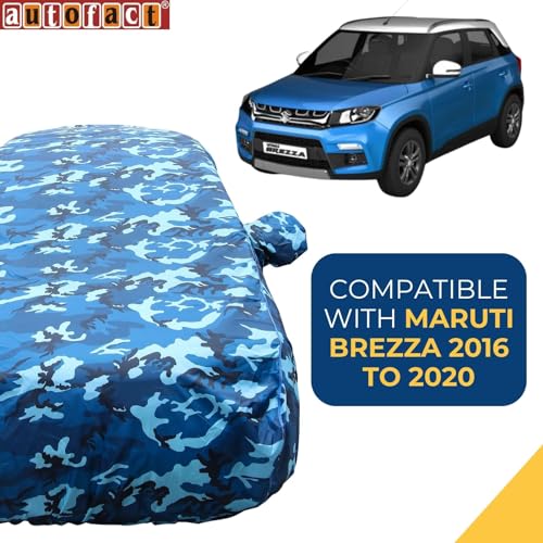 Autofact Brezza Waterproof Car Cover with Mirror Pockets, Airforce Design, 4x4 American Matty,Triple Stitched, Compatible with Maruti Brezza Car Cover (2016 to 2024), Brezza Car Accessories - Image 2