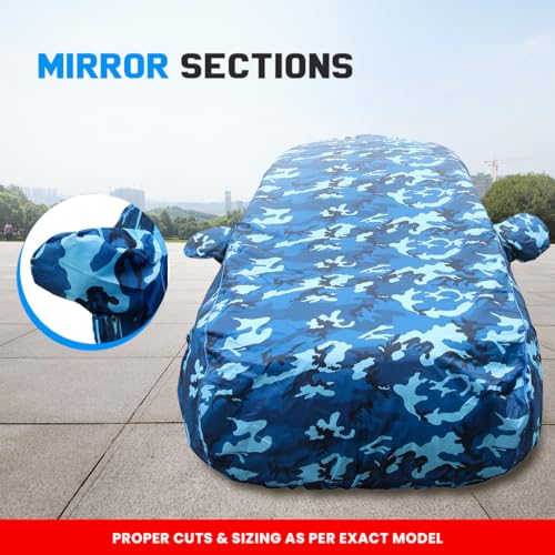 Autofact Brezza Waterproof Car Cover with Mirror Pockets, Airforce Design, 4x4 American Matty,Triple Stitched, Compatible with Maruti Brezza Car Cover (2016 to 2024), Brezza Car Accessories - Image 4