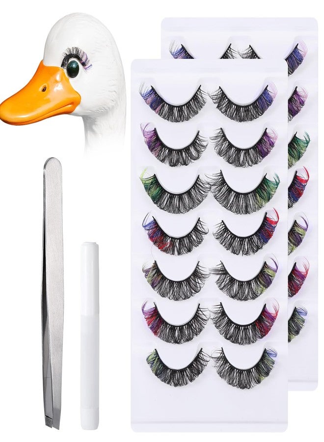Mowouhn 14Pcs Porch Goose Outfits Eyelash,Reusable Porch Goose Accessories False Eyelashes for 23/17'' Lawn Goose Statue,Fake Lashes with Color End Eyelashes for Lawn,Festival Halloween Christmas Decoration - Image 1