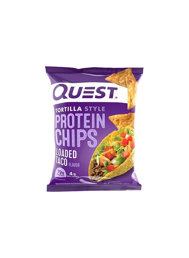 Quest Nutrition Tortilla Style Protein Chips, Loaded Taco, Low Carb, Gluten Free, Baked, 1.1 Ounce (Pack of 12) - Image 1