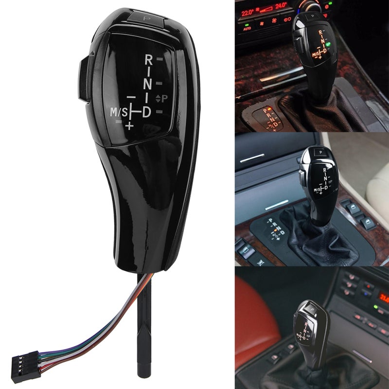 Gear Shift Knob with LED Position Indicator Glossy Black Automatic Manual Gear Lever - Leather Back High Quality Material Gear Stick for Car Interior Upgrade - Image 5
