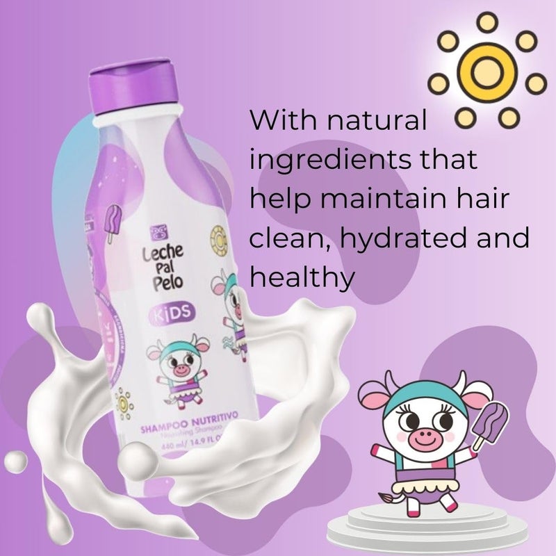 Leche Pal Pelo Kids Nourishing Shampoo - Gentle Daily Cleansing, Sulfate & Paraben-Free Formula with Jojoba, Coconut Milk, Aloe Vera - Hydrates, Defines, 14.9 fl.oz - Image 4