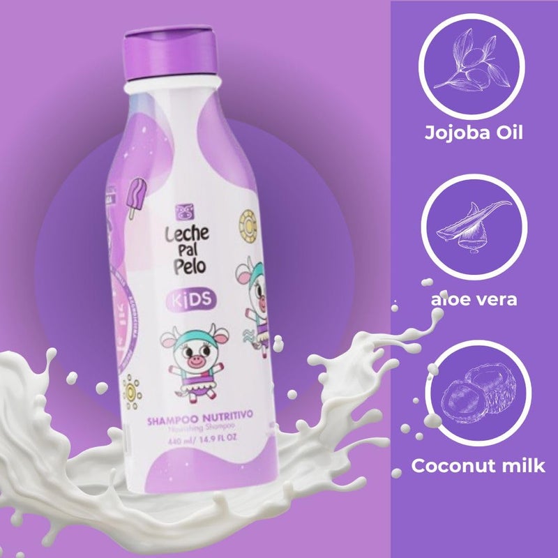 Leche Pal Pelo Kids Nourishing Shampoo - Gentle Daily Cleansing, Sulfate & Paraben-Free Formula with Jojoba, Coconut Milk, Aloe Vera - Hydrates, Defines, 14.9 fl.oz - Image 2