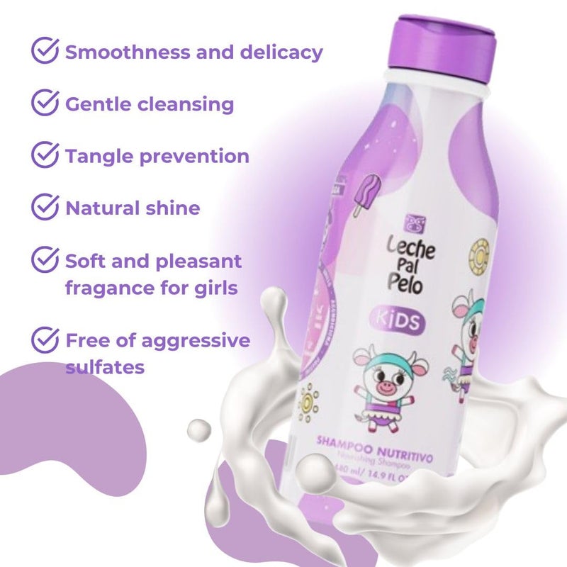 Leche Pal Pelo Kids Nourishing Shampoo - Gentle Daily Cleansing, Sulfate & Paraben-Free Formula with Jojoba, Coconut Milk, Aloe Vera - Hydrates, Defines, 14.9 fl.oz - Image 5