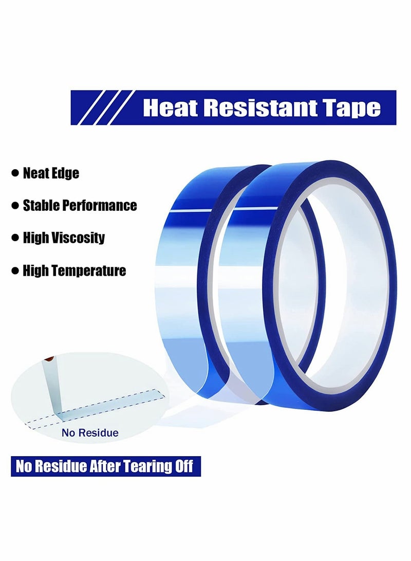 SYOSI Heat Tape, High Temperature Heat Resistant Tape Heat Transfer Tape for Heat Sublimation Press Vinyl, No Residue - 2 Rolls Blue (108ft) - Image 3