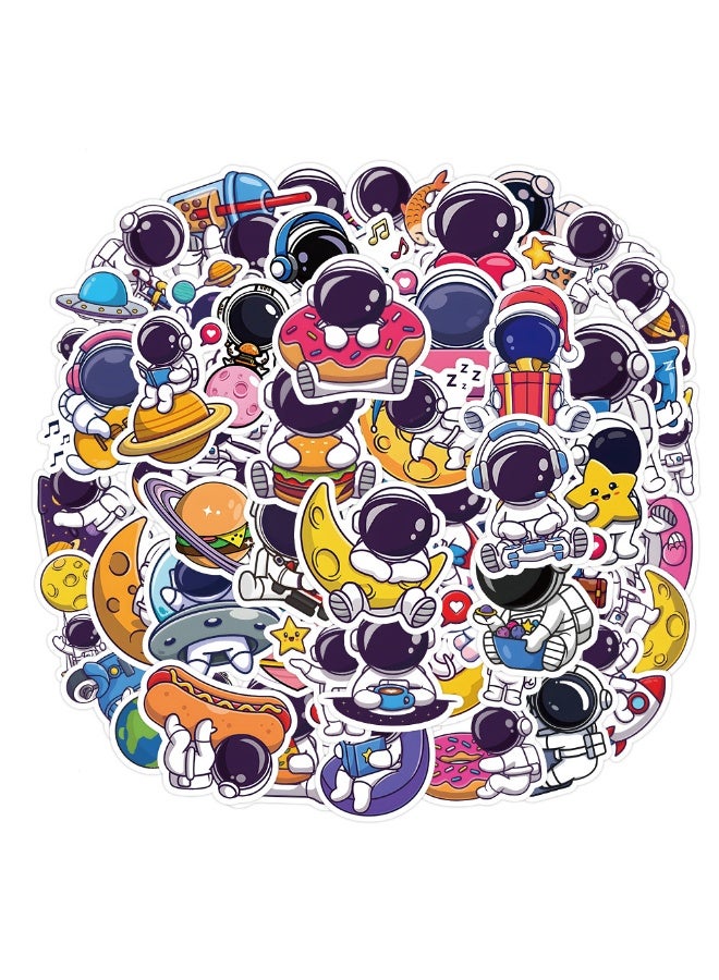 NIBEMINENT 50 Pcs Cartoon Astronaut Deco Kit Waterproof Stickers, High Definition Printing Bright Colors, Suitable for Laptop Skateboard Luggage Water Bottle Guitar DIY - Image 2