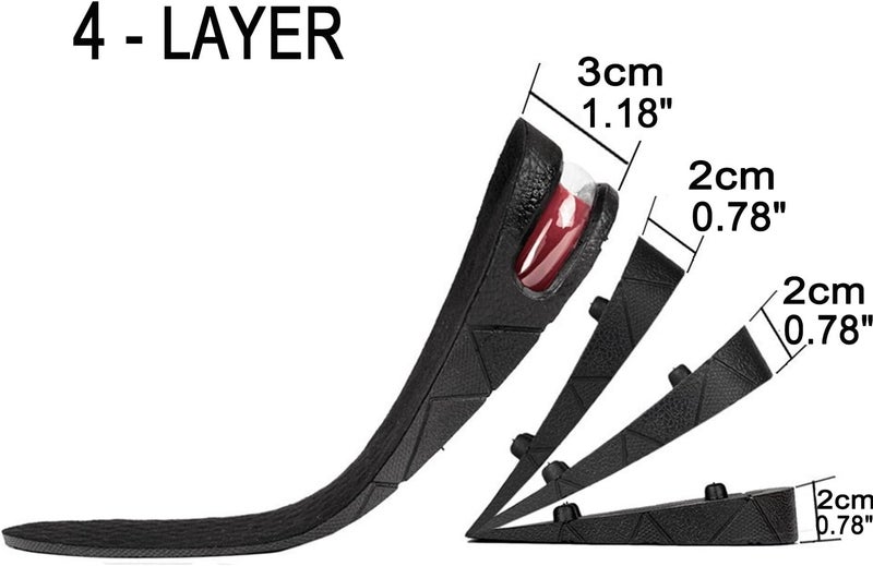 لانسيان 4-Layer Unisex Height Hight Increase Shoe Insoles Lifts for Men Women Shoe Pad Lift Kit Air Cushion Heel Inserts 4 Layer (3.54" / 9cm) - Image 2