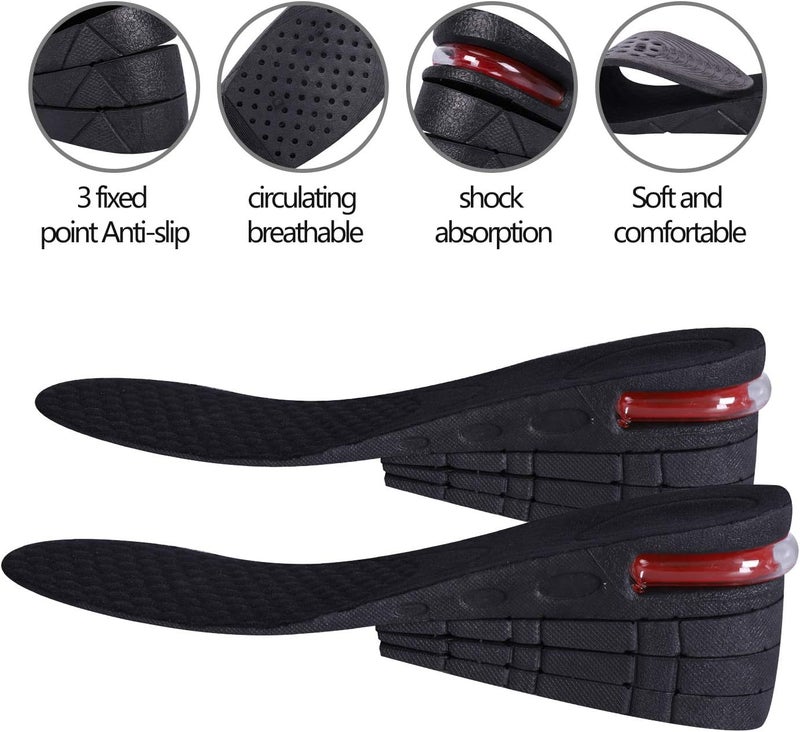 لانسيان 4-Layer Unisex Height Hight Increase Shoe Insoles Lifts for Men Women Shoe Pad Lift Kit Air Cushion Heel Inserts 4 Layer (3.54" / 9cm) - Image 3