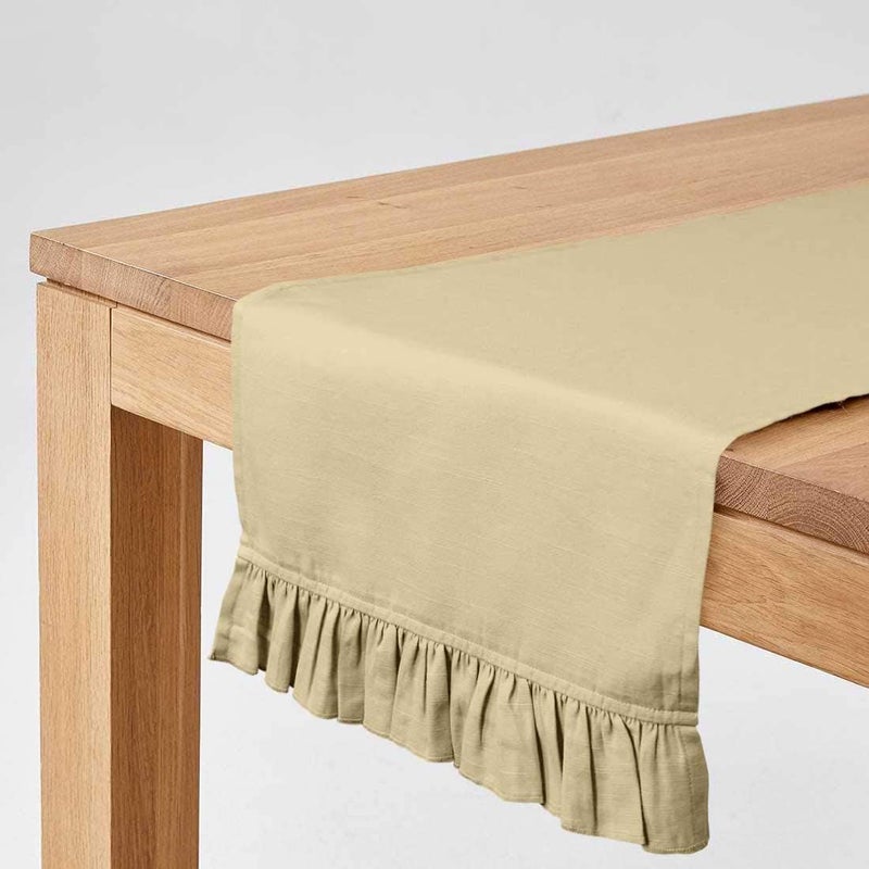 Vargottam Light Beige Home Décor Kitchen Table Decor Home Frill Table Runner-14 x 48 Inch - Image 2
