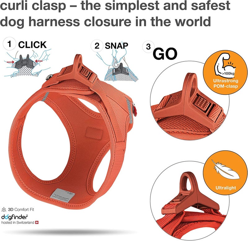 Curli Vest Harness Clasp Air-Mesh Sun Orange XL - Image 3
