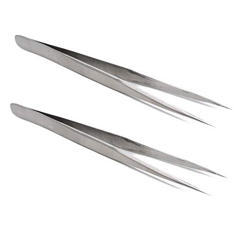 Xiaoyztan 2 Pcs Precision Tweezers Fine-Pointed Tip Metal Tweezers with Protective Sleeves for Crafts Jewelry Watch Clock Electronic Components Beading Repair - Image 4