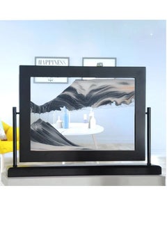 Tortox 3D Dynamic Moving Sand,Flowing Sand Painting 3D Hourglass，Rectangle Natural Landscape Glass Sand Frame，Flowing Sand Painting Desktop Home Office Decor | Black  - Image 2