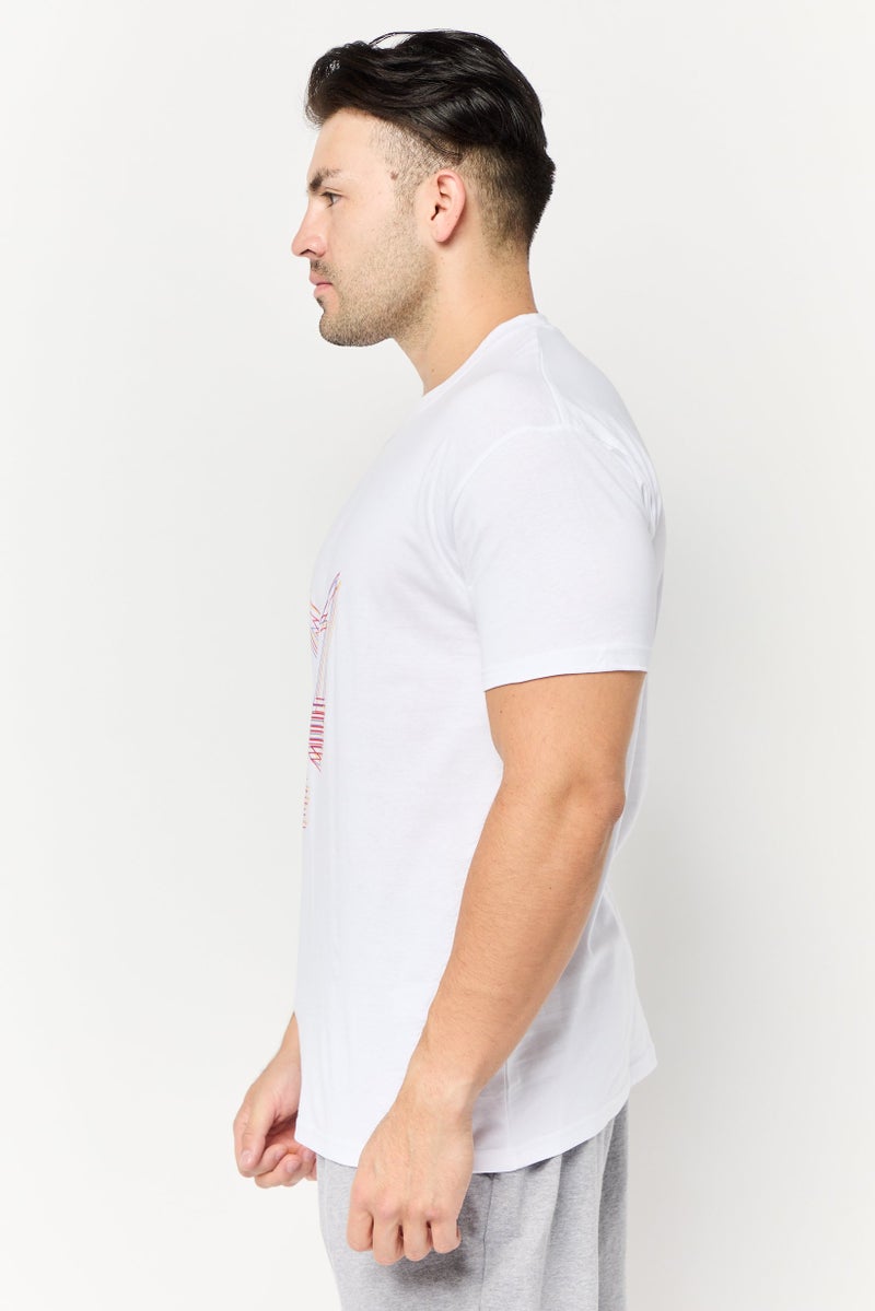Maserati تي شيرت رجالي بأكمام قصيرة وياقة دائرية بشعار العلامة التجارية، أبيض - Image 3