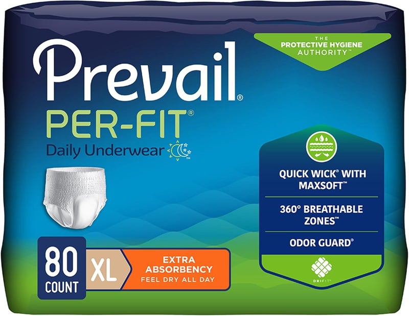 Prevail PerFit Daily Protective Underwear Unisex Adult Disposable Diaper for Men Women Extra Absorbency XLarge 5868 Waist 20 Count Bag White - Image 4