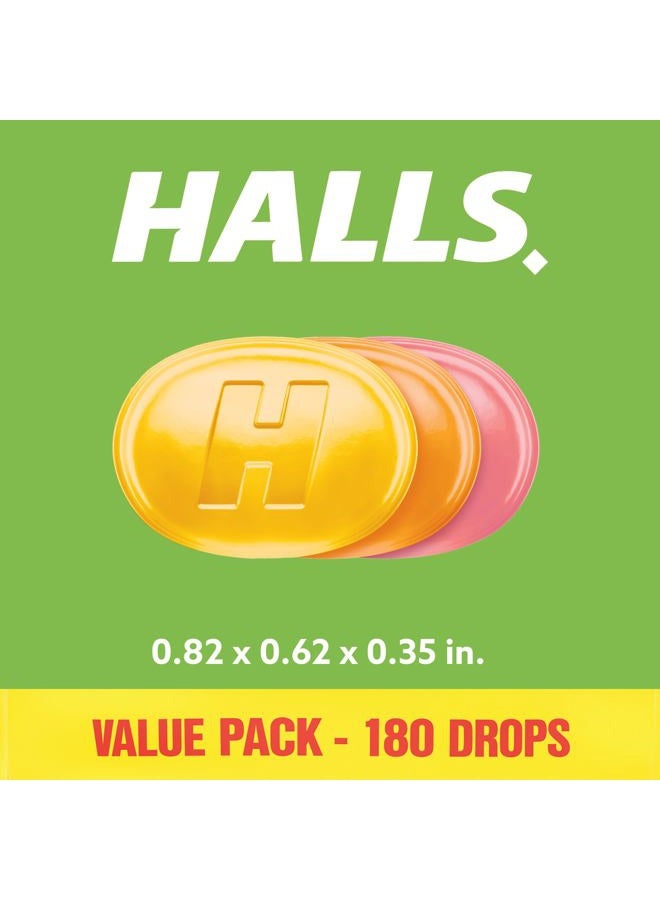 Halls قطرات فيتامين سي من الحمضيات المتنوعة للدفاع، عبوة قيمة، 180 قطرة - Image 2