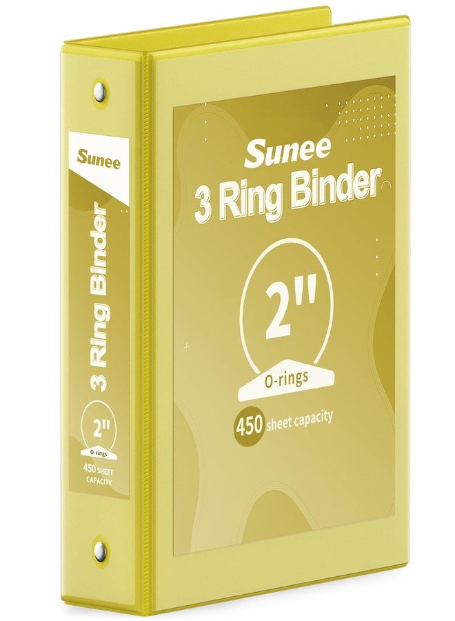 SUNEE 3 Ring Binder 2 Inch 1 Pack, Clear View Binder Three Ring PVC-Free (Fit 8.5x11 Inches) for School or Office Supplies, Yellow - Image 1