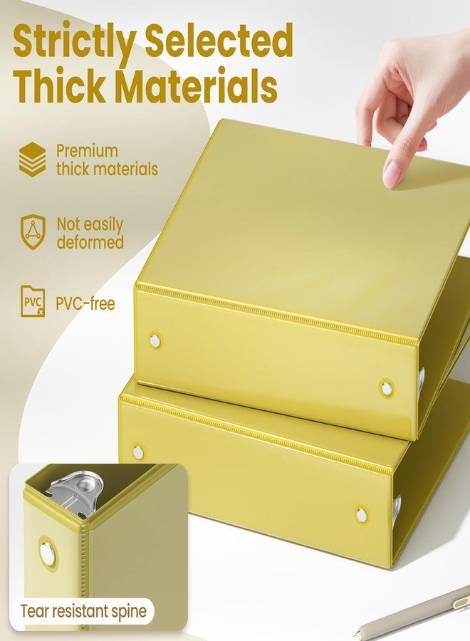 SUNEE 3 Ring Binder 2 Inch 1 Pack, Clear View Binder Three Ring PVC-Free (Fit 8.5x11 Inches) for School or Office Supplies, Yellow - Image 4