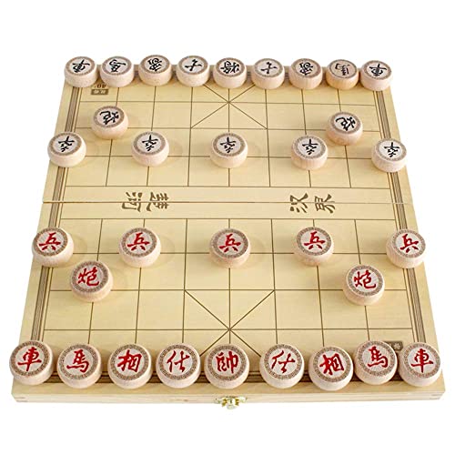 Luoyer 14 Inch Wooden Foldable Chinese Chess Xiangqi Travel Game Set with Wooden Chess Pieces Traditional Tabletop Strategy and Skill Game for Teens Adults - Image 1