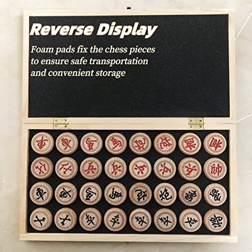 Luoyer 14 Inch Wooden Foldable Chinese Chess Xiangqi Travel Game Set with Wooden Chess Pieces Traditional Tabletop Strategy and Skill Game for Teens Adults - Image 4