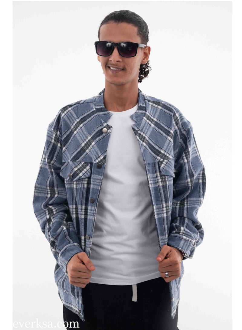 Everest Men's Blue Plaid Jacket  - Image 1