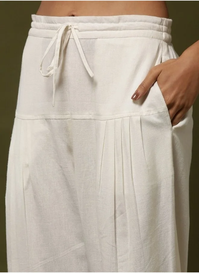 Abhishti Regular salwar pants with schiffli cuff-  off white