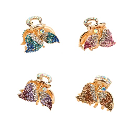 Ruihfas 4Pcs Sweet Cherry Bangs Clip Mini Boutique Rhinestone Hair Claws Jaw Clips for Women Girls - Image 1