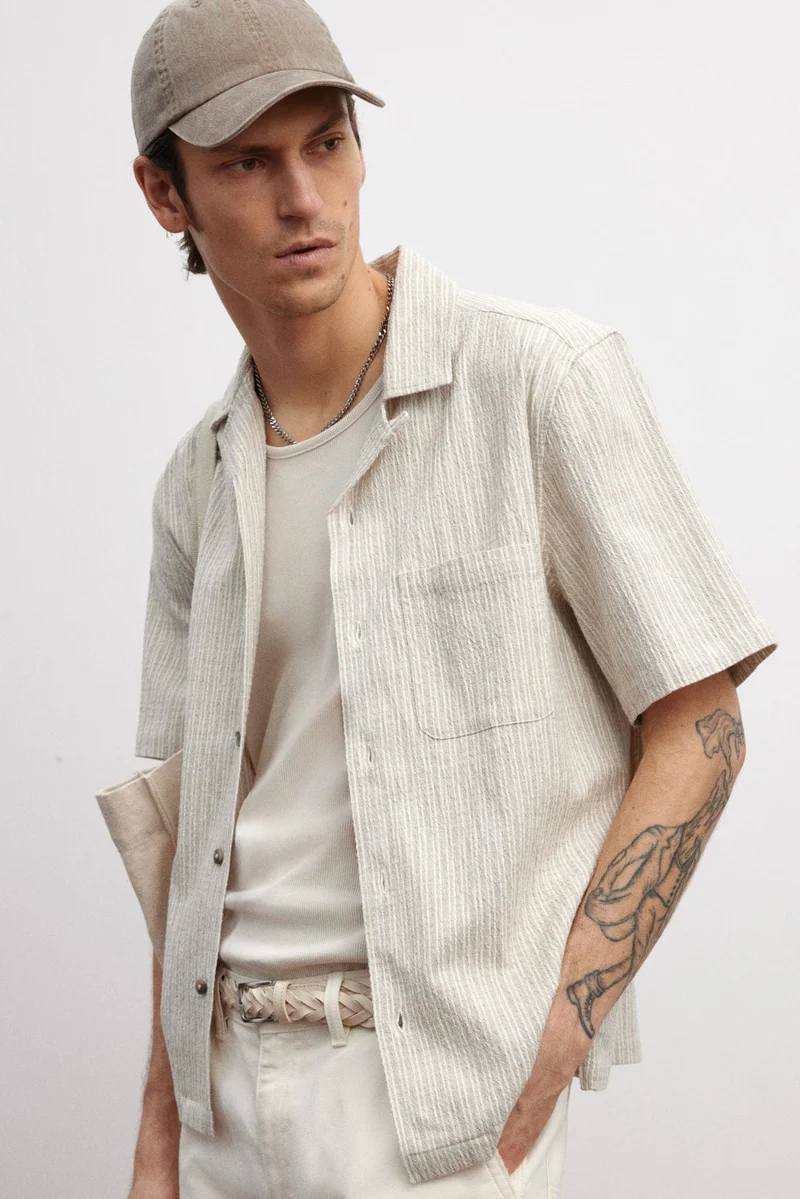 H&M Regular Fit Linen-blend resort shirt