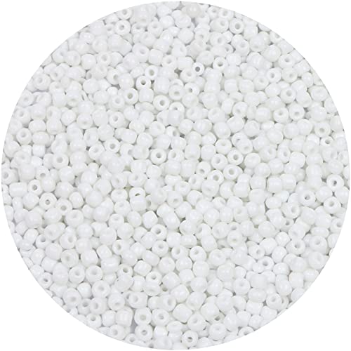 MIKIMIQI 2200pcs Glass Seed Beads Bulk 4mm 60 Pony Beads Bulk for Jewelry Making Mini Spacer Beads Loose Beads Craft Small Glass Seed Beads for DIY Bracelet Wrist White