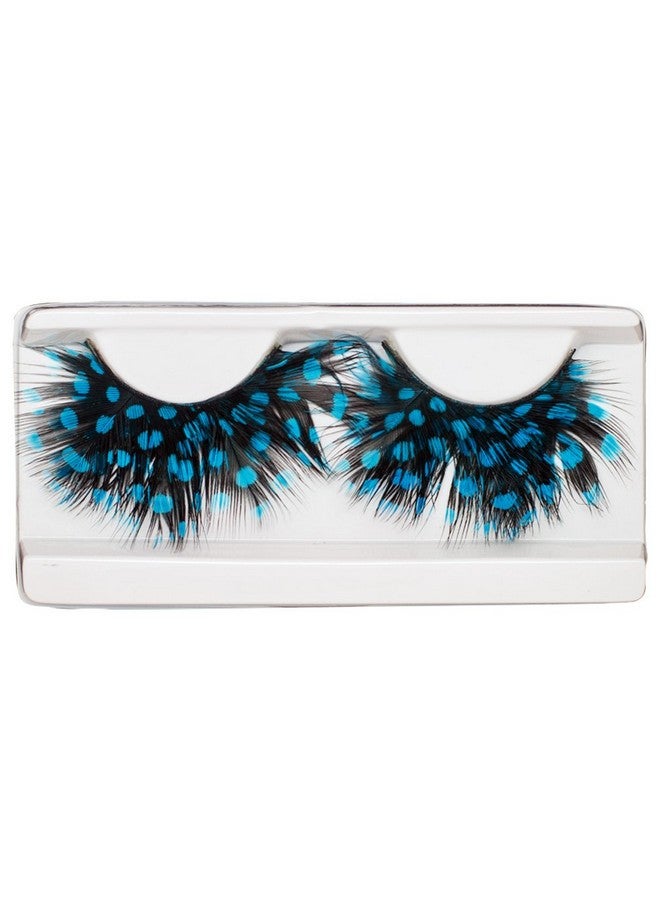 EMILYSTORES Blue Spots Costume Halloween Black Feather Lashes 1 Pairs - Image 1