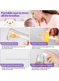 Bebiland Baby Bottle Brush with Drying Rack, Portable Travel Bottle Cleaner Kit, Silicone Baby Bottle Cleaner Brush Set with Baby Bottle Brush for Cleaning, Straw Cleaner  - Image 3