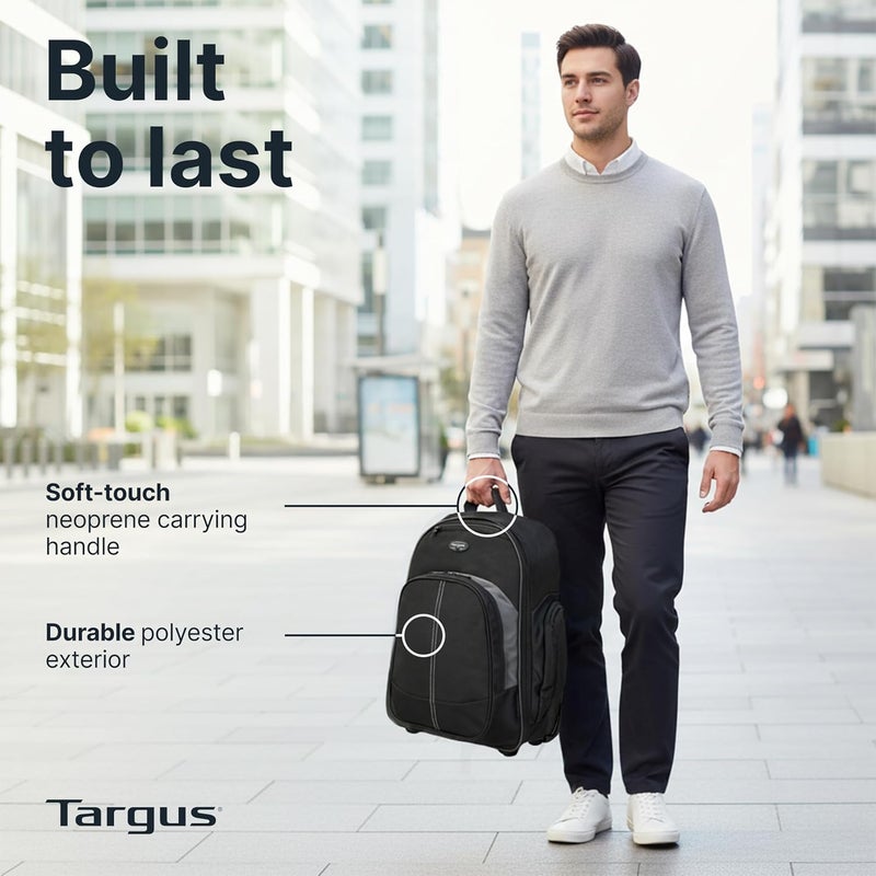 targus 16 Inch Compact Rolling Backpack, Black - Wheeled Travel Bag, Fits Laptops Up to 16” and MacBook Pros up to 17” (TSB750US) - Image 5