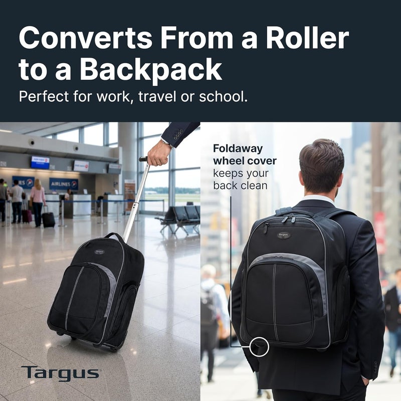 targus 16 Inch Compact Rolling Backpack, Black - Wheeled Travel Bag, Fits Laptops Up to 16” and MacBook Pros up to 17” (TSB750US) - Image 4