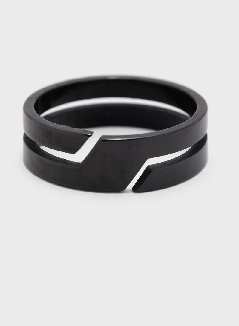 Seventy Five Stainless Steel Pattern Ring