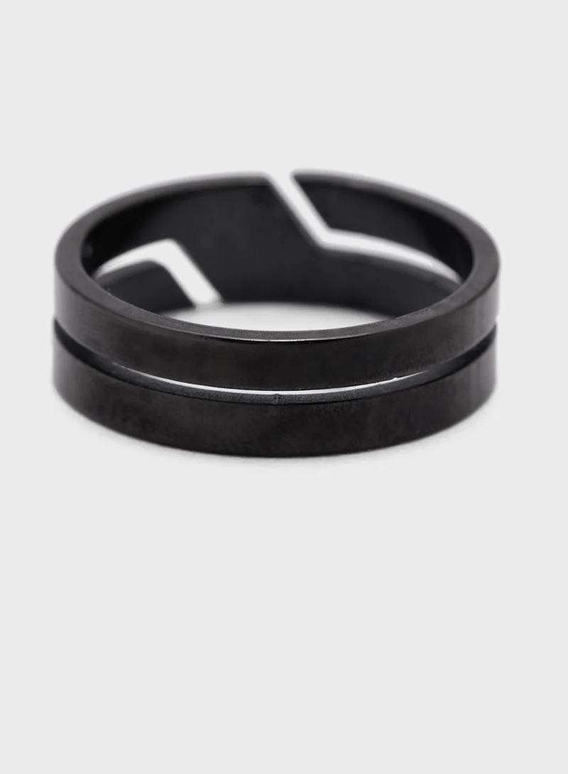 Seventy Five Stainless Steel Pattern Ring