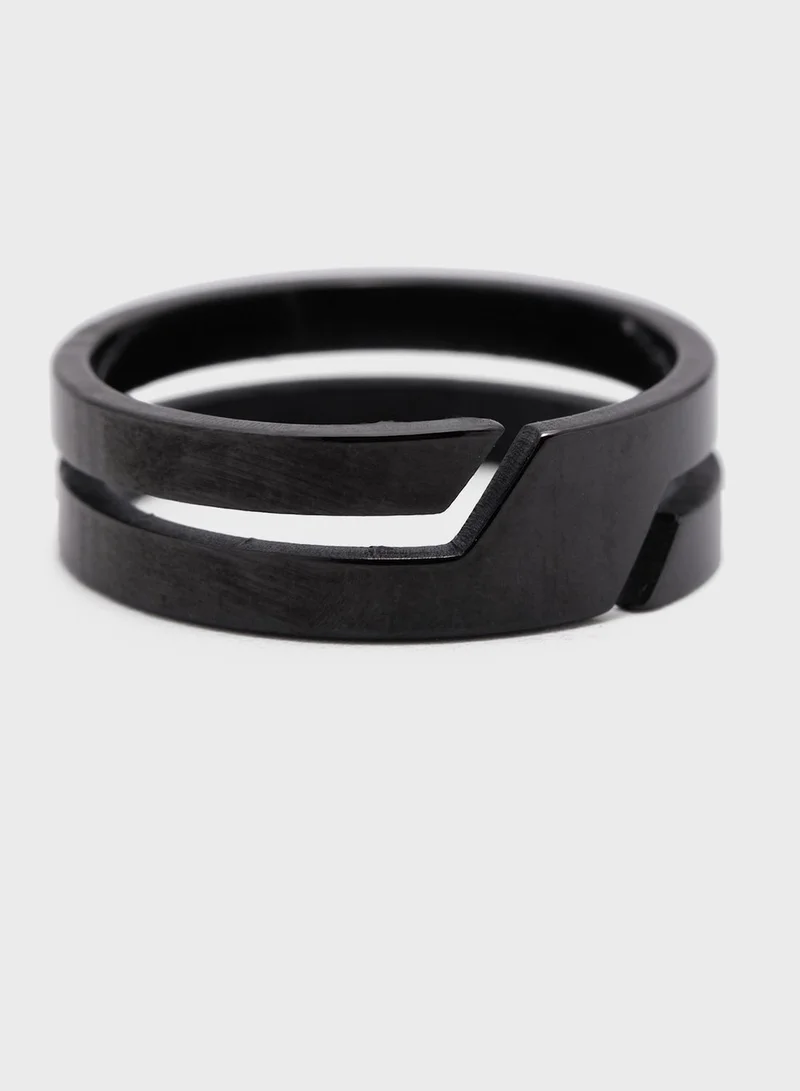 Seventy Five Stainless Steel Pattern Ring