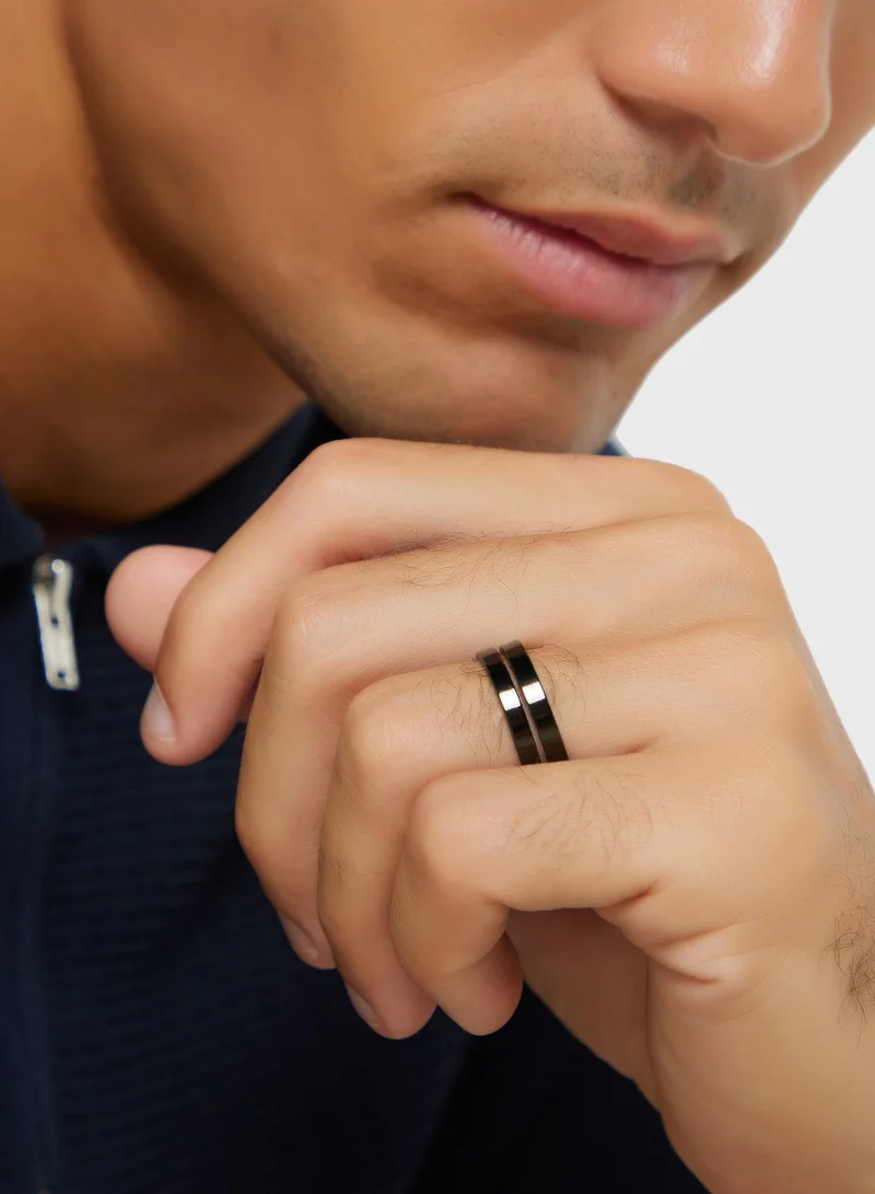 Seventy Five Stainless Steel Pattern Ring