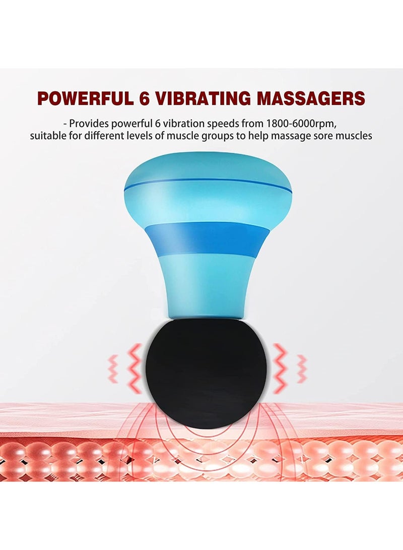 إسكدنيا مدلك محمول باليد مع 6 أوضاع اهتزاز ، مدلك كهربائي صغير شخصي 2.0 * 4.5 بوصة ، تدليك للرقبة والكتف والظهر للرجال والنساء (أزرق) - Image 3
