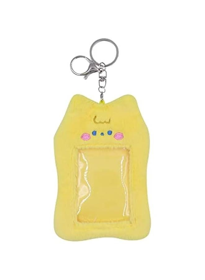 Generic Cute Plush Photocard Holder With Keychain Kpop Credit ID Bank Card Bus Card Protective Case Photo Sleeves,Yellow Bear  - Image 1