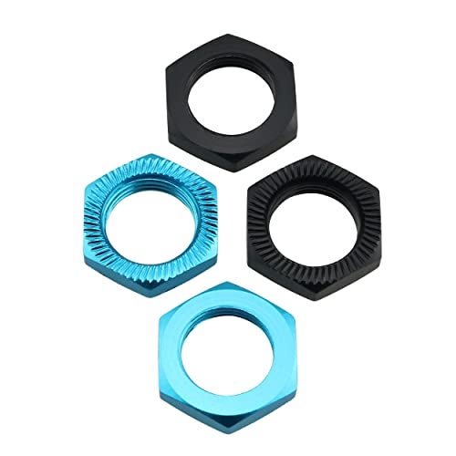 Ruiwaer 8PCS 17mm Thread Aluminum RC Wheel Nuts Aluminum Alloy Wheel Hex Hub Nuts, 4PCS Blue 4PCS Black - Image 4