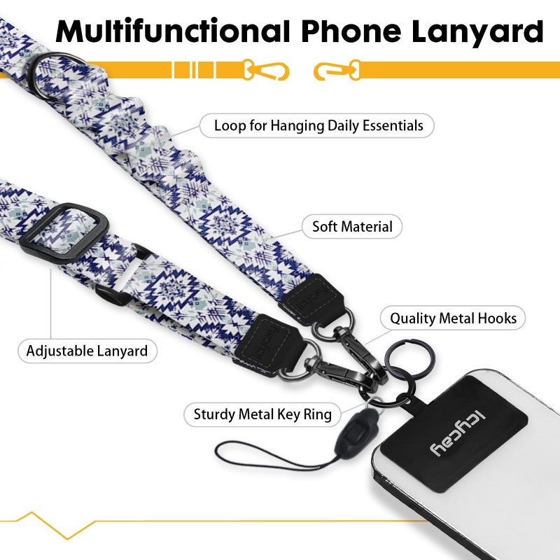 Icycay Phone Lanyard Crossbody, Boho Cell Phone Strap for Around The Neck Adjustable, Anti Theft Cute Lanyard for iPhone Case ID Holder Keys Accessories Travel Essential - Image 3