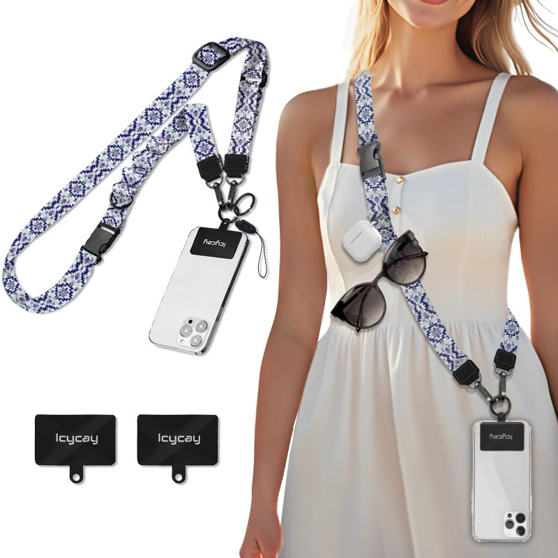 Icycay Phone Lanyard Crossbody, Boho Cell Phone Strap for Around The Neck Adjustable, Anti Theft Cute Lanyard for iPhone Case ID Holder Keys Accessories Travel Essential - Image 1