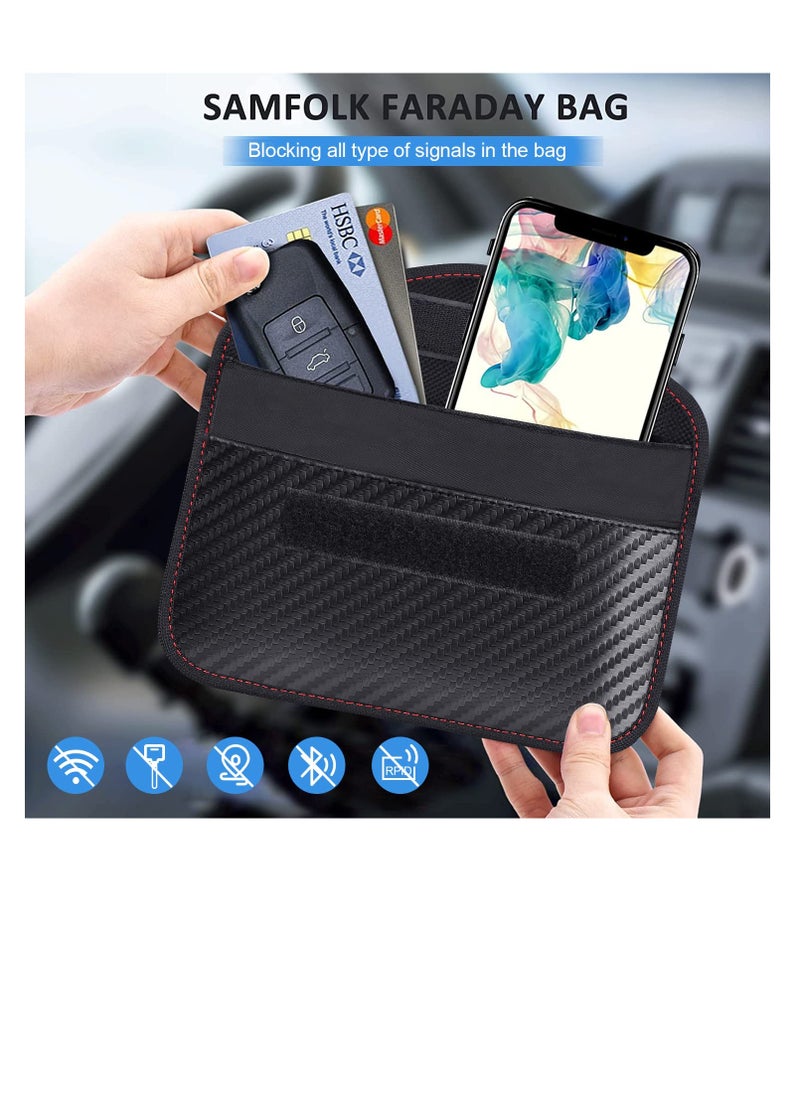 Excefore - Faraday Pouch for Phones and Car Keys, Anti-Tracking Mobile Phone Case, Car Key Signal Blocker Wallet, Smartphone Electronic Devices Anti-Tracking Wallet (Black) - Image 1