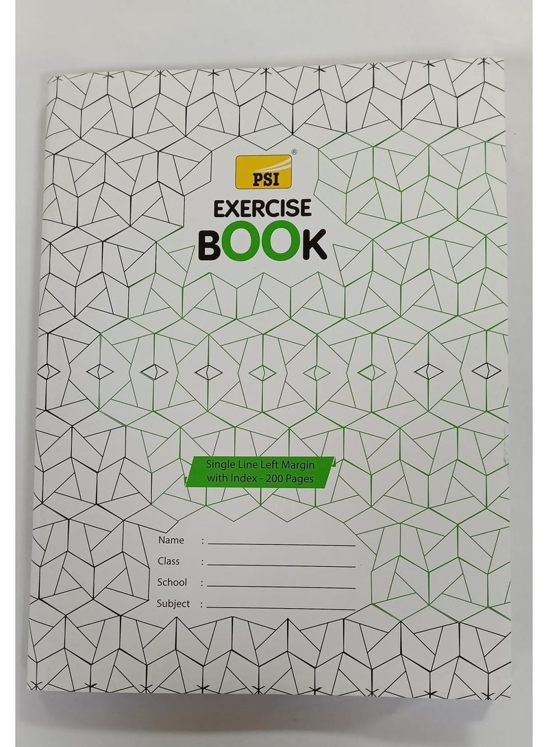Psi PSEBISLM200  Exercise Book Single Line Left Margin With Index 200 Pages - Image 1