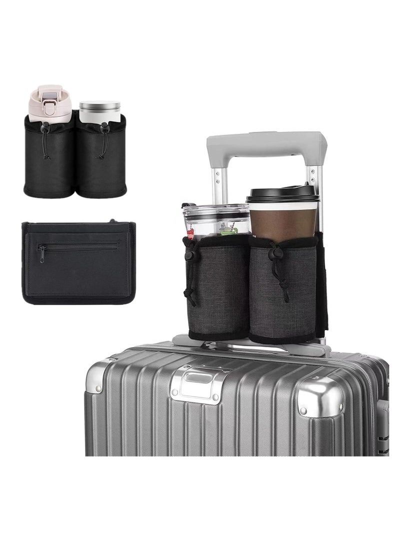 Generic Luggage Cup Holder Travel, Hands-Free Coffee Holder with 2 Coffee Mugs Tightening Drawstring, Travel Essential Accessory for Flying & Travelers  - Image 1